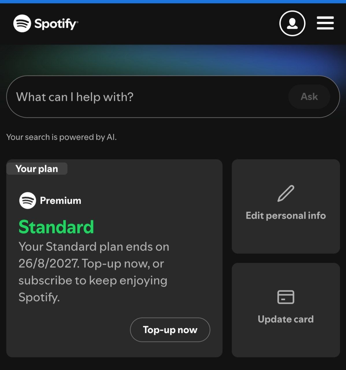 Spotify Premium Standard — 26/8/2027